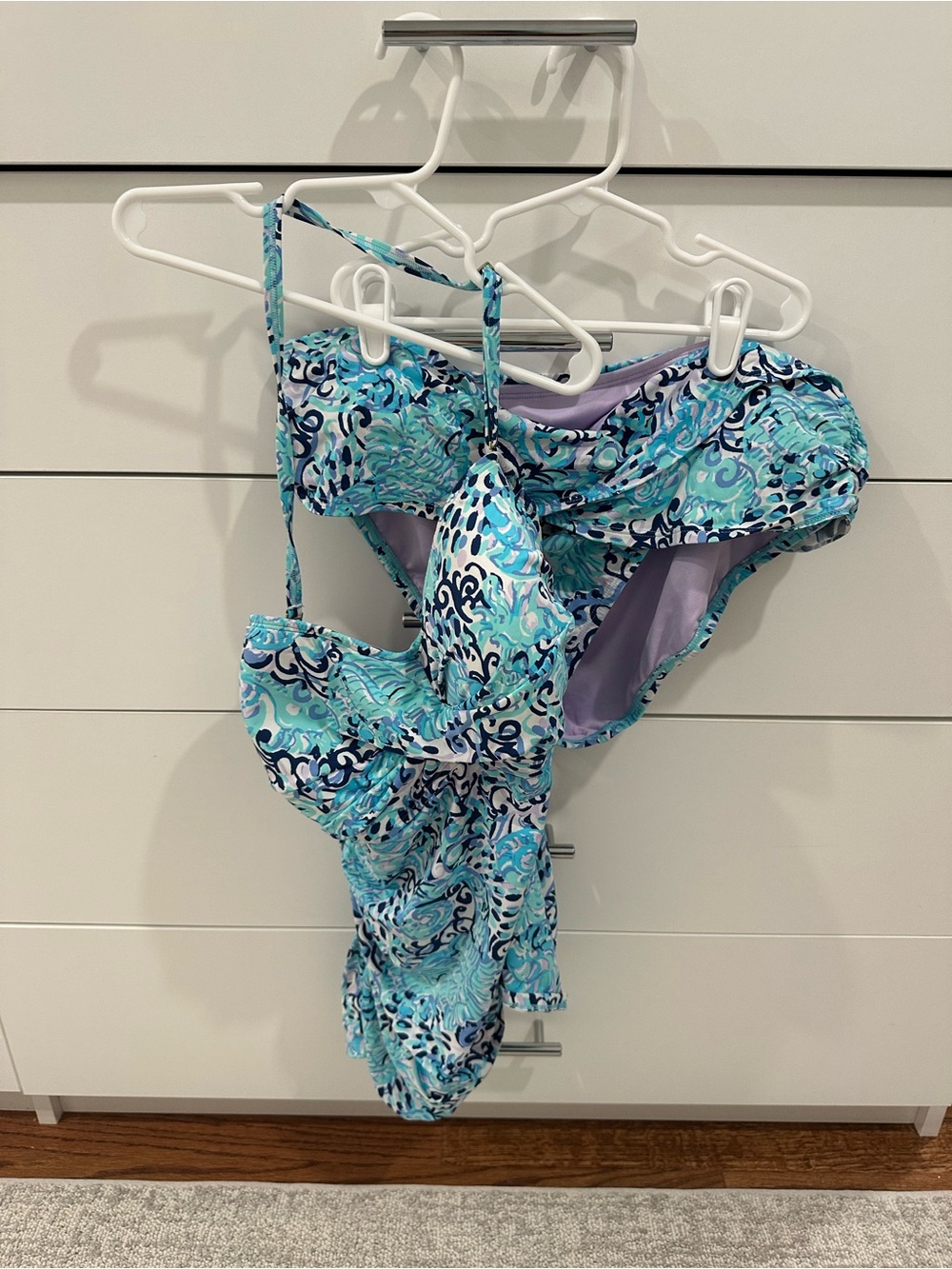Lilly Pulitzer Women’s Two-Piece Swimsuit Blue Floral Print Size 16